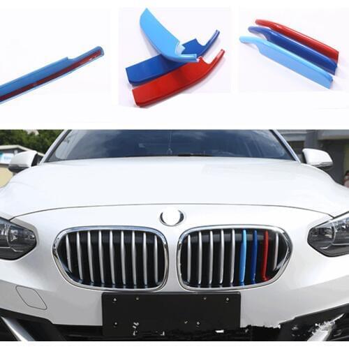 For BMW 1 Series 2017 3Pcs Tri-Color Car Front Grille Trim Decorative Strip Cover Bumper Strips Front Grille Cover Car Stickers