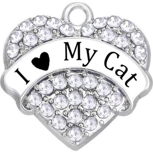 DOUBLE NOSE Eco friendly metal alloy inlaid sticker i love my cat dog charms heart pendants for jewelry making diy