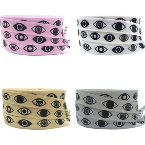 10Yards 16mm Eye Printed Fold Over Elastic FOE Handmade Accessories DIY Hair Tie Party Decor Ribbon