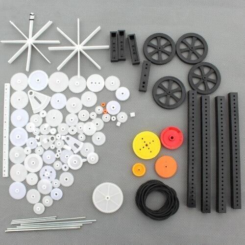 Feichao 92Pcs Plastic Gear Motor Rack Pulley Gearbox Model Toy Four-wheel Drive Robot Kit Vehical Auto Hand-on DIY Parts