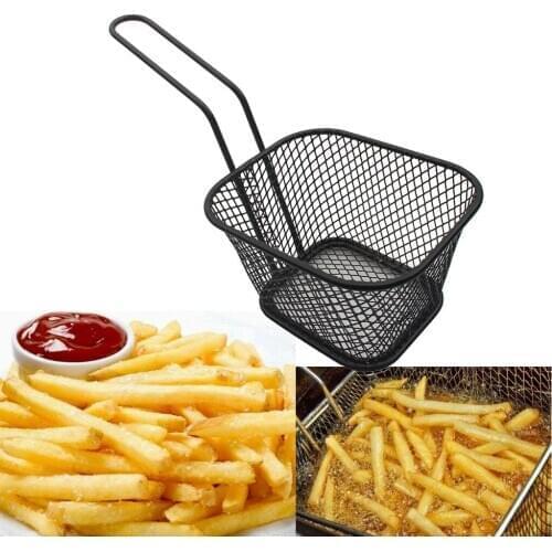 Electroplate Stainless Steel Mini Frying Net Square Block Mesh Kitchen Tools Square stainless steel frying basket Fries rack