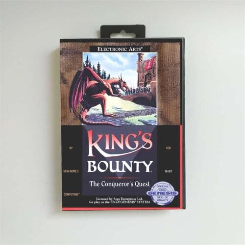 Kings Bounty The Conquerors Quest - USA Cover With Retail Box 16 Bit MD Game Card for Sega Megadrive Genesis