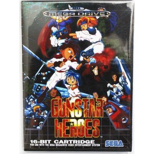 Gun Star Heros Game Cartridge 16 bit MD Game Card With Retail Box For Sega Mega Drive