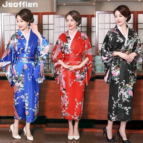 New Arrival Woman Traditional Japanese Kimono Oriental Elegant Yukata LadyNew Year Festival Kimono Obi Vintage Cosplay Costumes