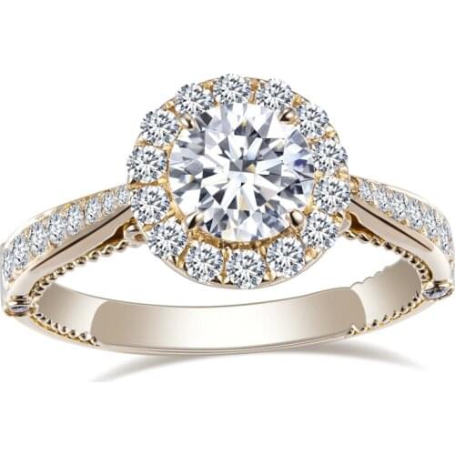 CVD HPHT Lab Diamond Ring 1ct D SI1 18K Gold Jewelry Engament Wedding MS-316