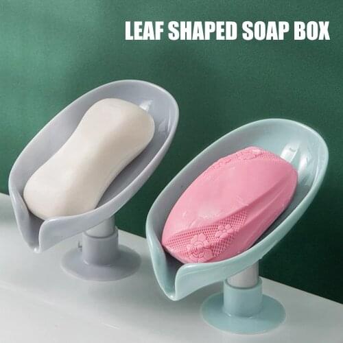 Leaf Shape Soap Box Drain Soap Holder Box Bathroom Shower Soap Holder sponge Storage Tray Creative Storage Box Bathroom Supplies