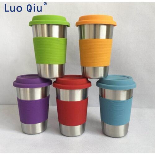 500ML Travel Coffee Mug Creative With Silicone Lid Stainless Steel High quality Cups and Mugs Tea Milk Drinkware Beer Mug