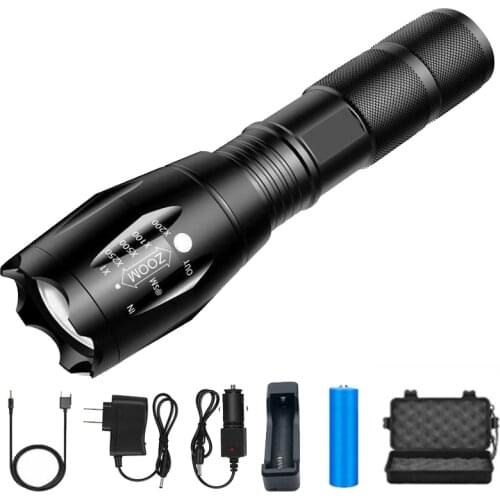 D2 Powerful LED Tactical Flashlight Rechargable Flashlight Torches Portable Men LED Camping Lamp Torch Lights Lanternas Tactical