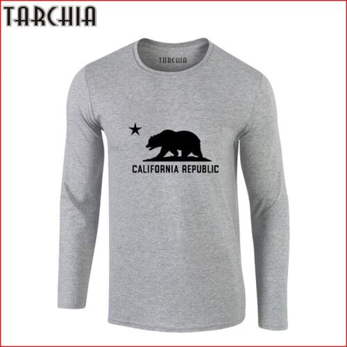 TARCHIA Men T-Shirts CALIFORNIA REPUBLIC Fashion Mens Long Sleeve O-Neck Hip Hop Tees Tops Male Casual Cotton T Shirts Plus Size