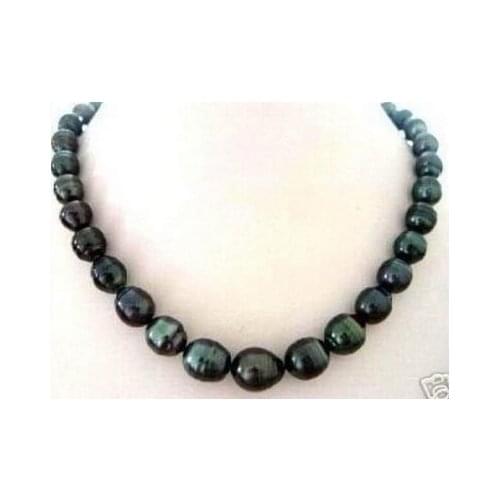 NATURAL 11-10MM RICE BLACK PEARL NECKLACE LONG 43-44CM AAA Factory Wholesale price Women Gift word women gift jewelry