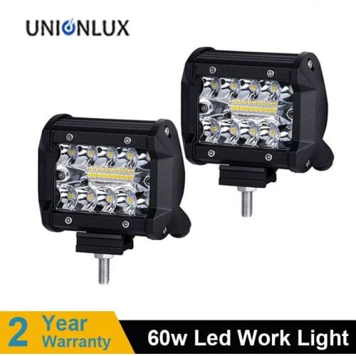 New LED Bar Work Light Bar 12V Spotlight Offroad 4x4 60W 4 inch Combo Flood Super Bright Driving Work Lamp for SUV Truck Boat