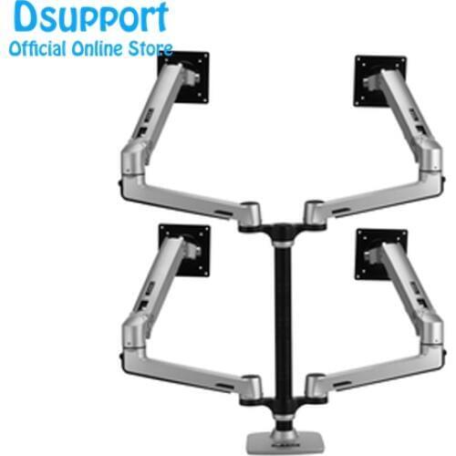 New Arival Aluminum alloy Desktop Full Motion 17-32 inch 4 screen Monitor Holder Mount Ultra-long four screen display bracket