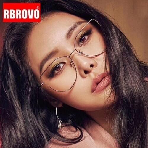 RBROVO Alloy Cat Eye Glasses Women Vintage Glasses Women Luxury Brand Eyeglasses for Women/Men Designer Lentes De Lectura Mujer