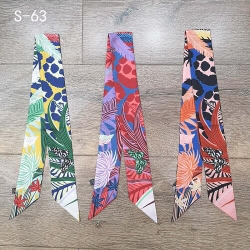 New Womens Headscarf Butterfly Flower Luxury Brand Ladies Scarf Wrap Handbag Wrist Ribbon 2021 Design Female Silk Hair Band G65