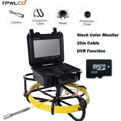 20m 9" Display Underwater Industrial Pipe Sewer Wall Video Plumbing System 23mm Endoscope Inspection Camera With 12pcs LEDS