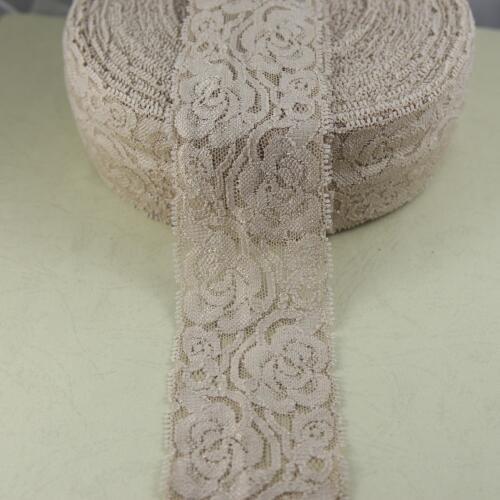 Clearance 53mm 42 Yards Camel Elastic Stretch Lace Trim Headband/garment/clothes Elastic Lace