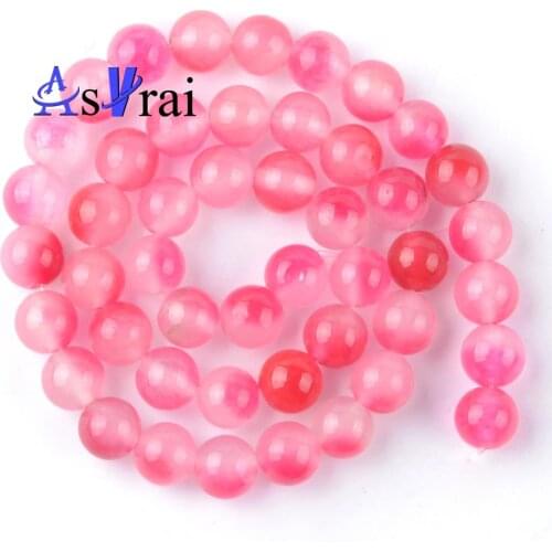 Rose Red Jades 8 mm Round Loose Spacer Beads For Jewelry Making DIY Natural Stone Beads Bracelet Necklace Accessories Charms 15"