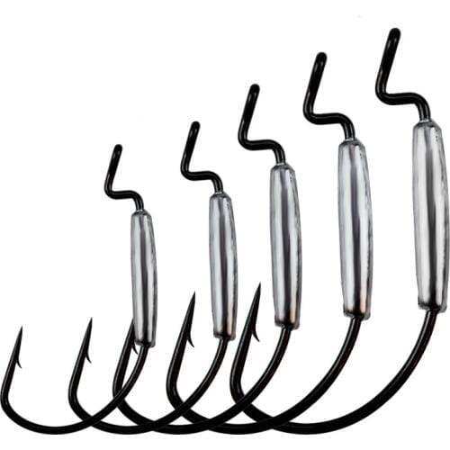 5pcs/lot Fishing Hooks Lead Jig Head Barbed Lead Hook 2g/2.6g/5g/6.3g Offset hooks Fit for Texas Rigs Fishing Tackle