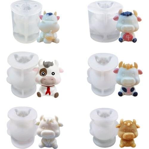 3d Calf Fondant Cake Silicone Mold DIY Candle Resin Mould For Cake Decoration Mousse Cake Baking Mold Ice Silicone Mold