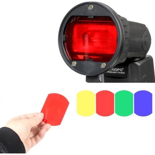 Selens 4 Color Filters Flash Light Modifier Accessory Magnetic Mount Adapter+Diffuser Ball+Color Gel Filters For Canon Nikon
