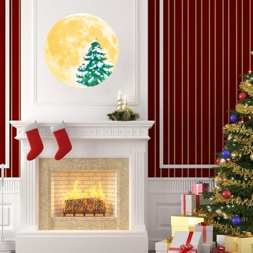 30cm Christmas Moon Wall Sticker PVC Removable Luminous Fluorescent Moon Loop Light Glow In The Dark Home Decoration Sticker