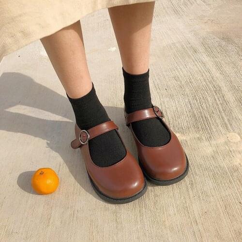 2021 spring and autumn new ladies round toe trend single shoes Korean retro flat casual small leather shoes