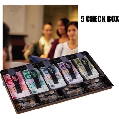 Store Cash Drawer 5 Grids 4 Coins Garage Sales Shop Cashier Storage Box Stylish ABS Money Tray Security Cash Drawer Register