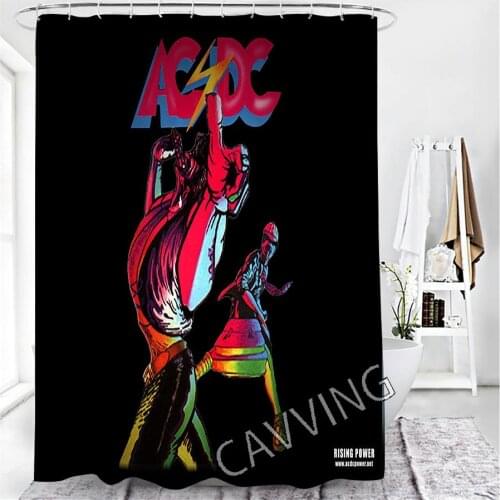 CAVVING 3D Print AC DC BAND Cartoons Shower Curtain Waterproof Bathroom Curtain Anti-slip Bath Mat Set Toilet Rugs Carpet Home
