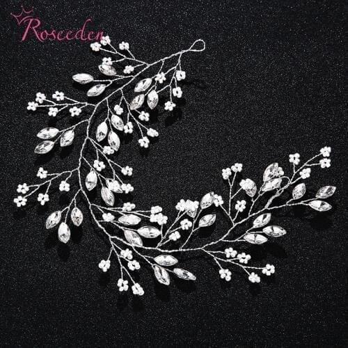 Fashion New Crystal Leaves Rhinestone Wedding Headbands Hairbands Bridal Women Headpiece Hair Jewelry Drop shipping RE3363