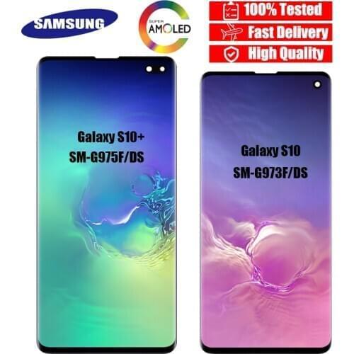 Original 6.1"/6.4"LCD For Samsung Galaxy S10 SM-G973F G973 S10 Plus G975 SM-G975F LCD Display Touch Screen Digitizer Replacement