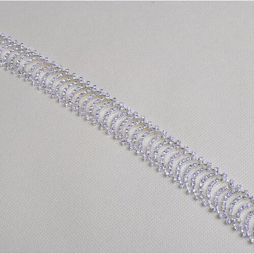 10Yards Silver-Tone Rhinestone Trim Diamond Crystal Clear Applique For Wedding Embellishment Bridal Events