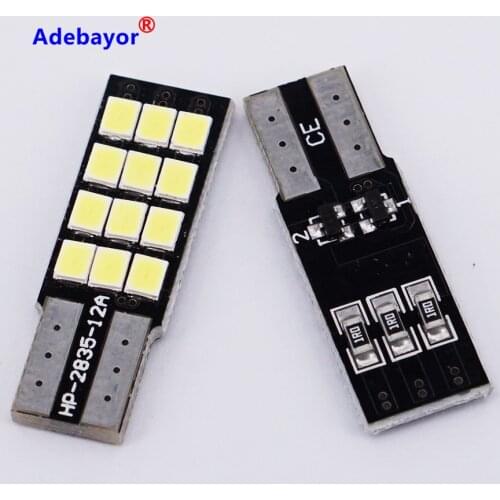 100pcs New super bright LED car light show wide T10-12SMD-2835 decode reading lights instrument lights