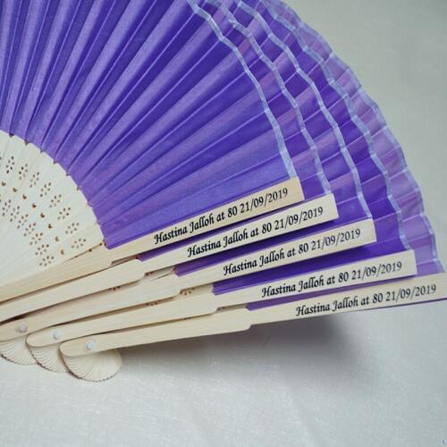 100pcs Personalized Luxurious Silk Fold hand Fan in Elegant Laser-Cut Gift Box +Party Favors/wedding Gifts+printing