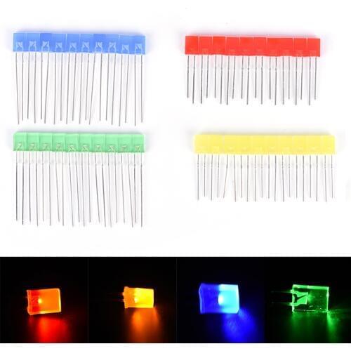 100pcs/pack Square LED Diodes 2x5x7mm Rectangular Square LED Emitting Diodes Light LEDs Bulbs Yellow/Red/Blue/Green