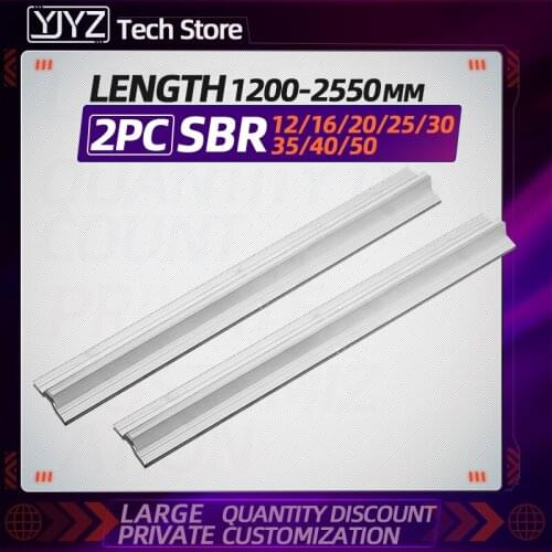 2PC SBR aluminum bracket,2PC SBR12/16/20/25/30/35/40/50, length -1200mm-2550mm non-porous linear guide, used for CNC parts