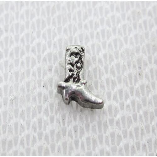 20pcs/lot Silver Cowgirl Boot Floating Charms Living Glass Memory Lockets Floating Charm DIY Jewelry wholesale