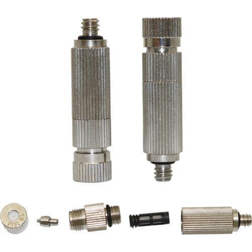 3/16" Male Thread Misting Sprayers with Net Filter Stainless Steel Garden Cooling Humidify Misting System Water Sprinkler 40 Pcs