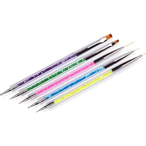 5 PCS Nail Art Dot Pen Set Drawing Brush Acrylic Liner for DIY Nail Designs Yellow Blue Color Painting Pen