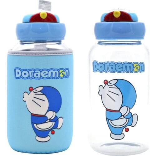 600ML Cute kawaii Water Bottle Glass Japanese Doraemon Drink Bottle For Tea And Herbalife Children Flask