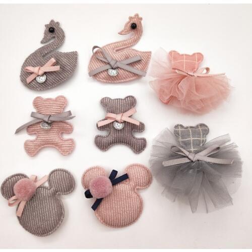 10pcs/lot Multi style Bear Padded Appliques for Children Headwear Hair clip Accessories and Garment Accessories