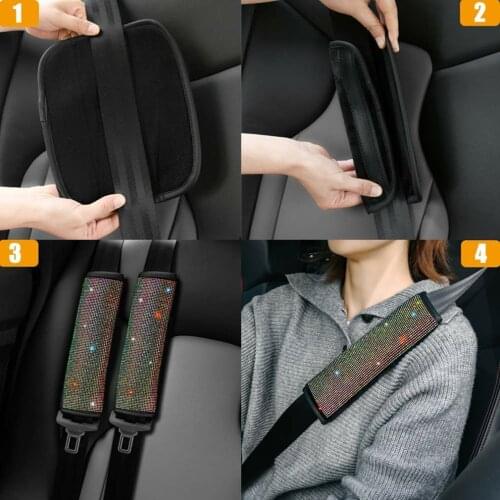 Automobile Full Diamond Seat Belt Shoulder Cover Exquisite Car Diamond-encrusted Interior Set Shoulder Protector