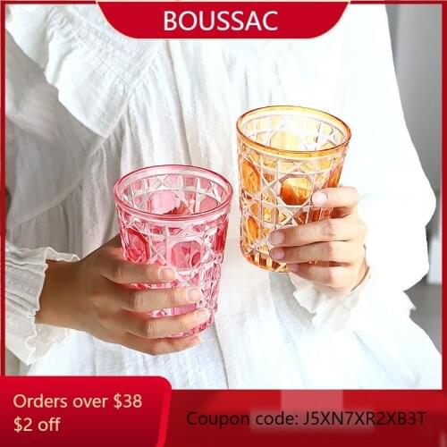 Water Glass Whiskey Glass Simple Creative Crystal Engraved European Style Wine Glass Household Mug Furniture Drinking Utensils