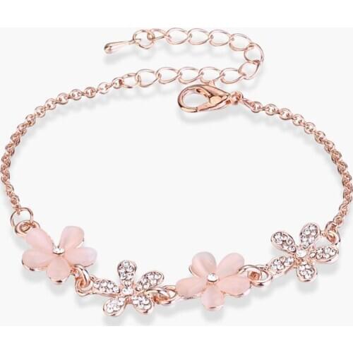 Fashion Jewelry Opal Flower Rose Gold Pendant Bracelet for gift