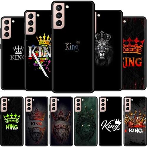 King Queen Lovers Couple Cell Phone Case for Samsung Galaxy S21 Ultra S20 FE S10 5G S9 S8 Plus S10e S7 Edge Mobile Phones Cover