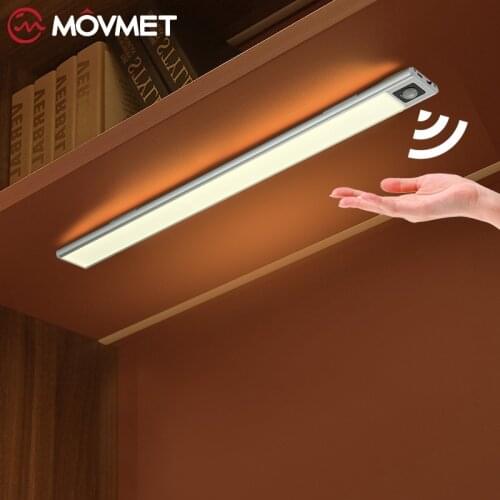 Motion Sensor LED Ultra-thin Night Light Wireless Rechargeable USB Wall Wardrobe Kitchen Bedroom Locker Magnetic Cabinet Light