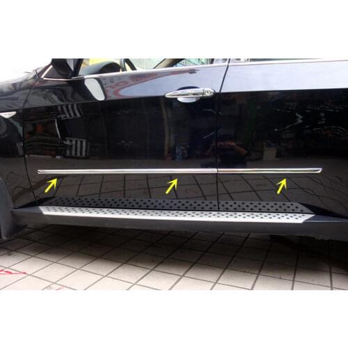 For BMW X5 E70 2007-2013 Steel Chrome Side Door Body Bottom Molding Cover Trim 4