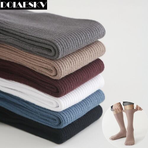 DOIAESKV 90% Cotton Mens Socks Plus Size Black Business Men Socks Breathable Spring Autumn Winter for Male US size(7-12)