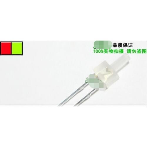 1000pcs Bicolor Non polarity through hole 2mm led diode diffused red@green color