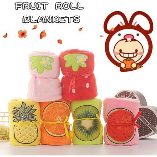 Flannel Fruit Blanket Double Sided Creative Woman Children Towel Blanket Nap Air Conditioning Blanket Home Decorations 6 Styles