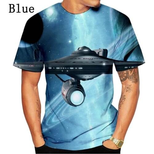 Dingshite Summer New Mens Fashion Short Sleeve 3D Star Trek Printed T Shirt Mens Casual Cool T Shirt